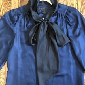 Marc Jacobs silk tie front blouse navy and black 2
